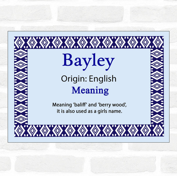Bayley Name Meaning Blue Certificate