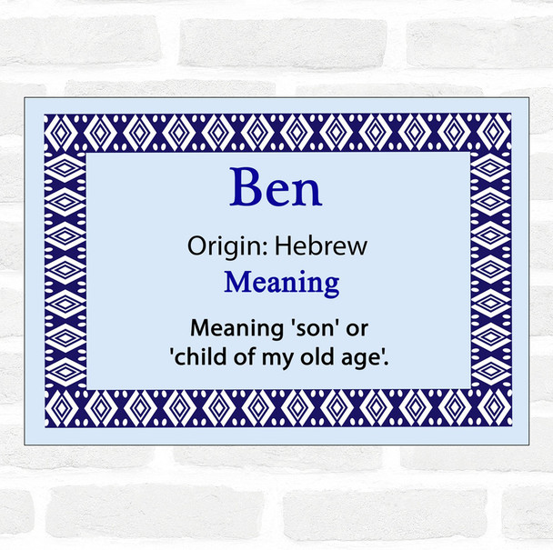 Ben Name Meaning Blue Certificate