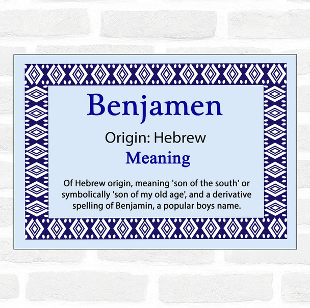 Benjamen Name Meaning Blue Certificate