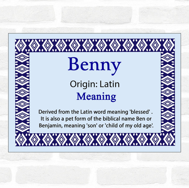 Benny Name Meaning Blue Certificate