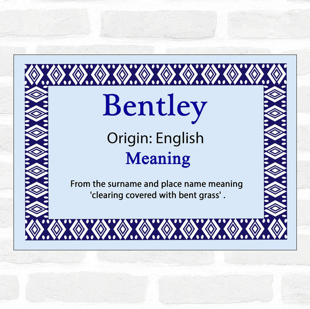 Bentley Name Meaning Blue Certificate