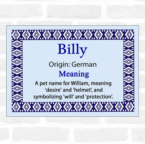Billy Name Meaning Blue Certificate