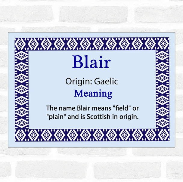 Blair Name Meaning Blue Certificate
