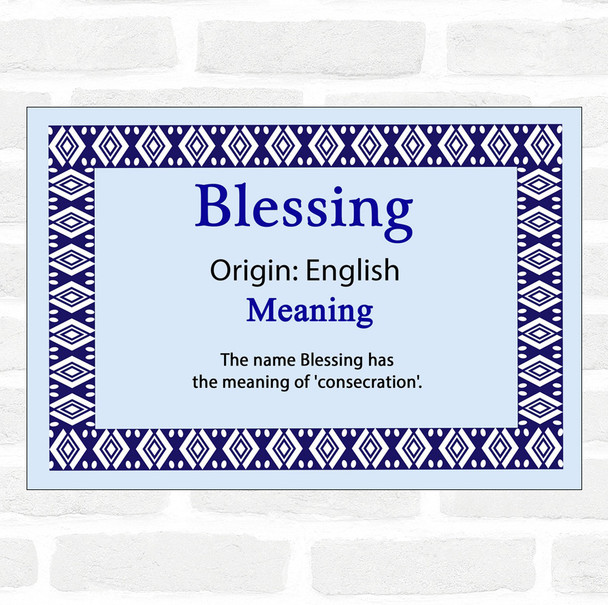 Blessing Name Meaning Blue Certificate
