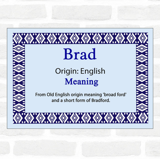 Brad Name Meaning Blue Certificate