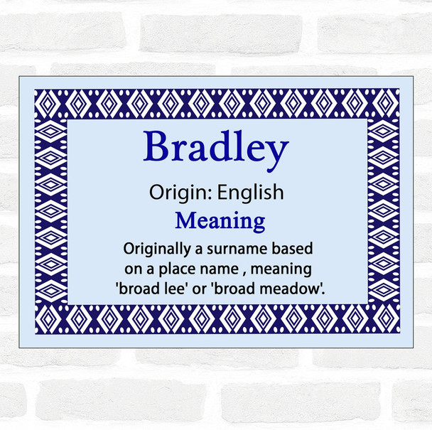 Bradley Name Meaning Blue Certificate