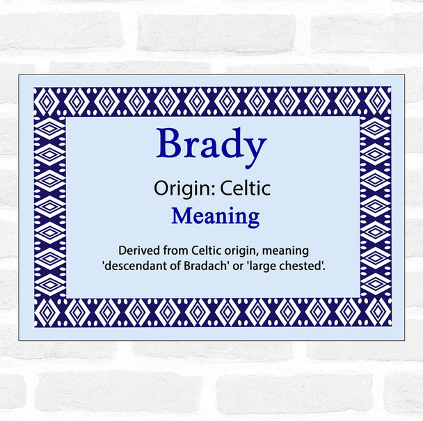 Brady Name Meaning Blue Certificate