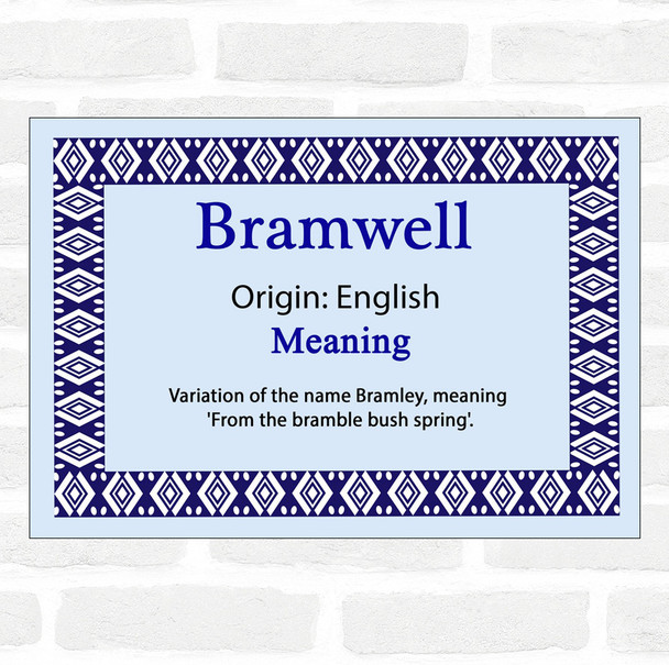 bramwell Name Meaning Blue Certificate