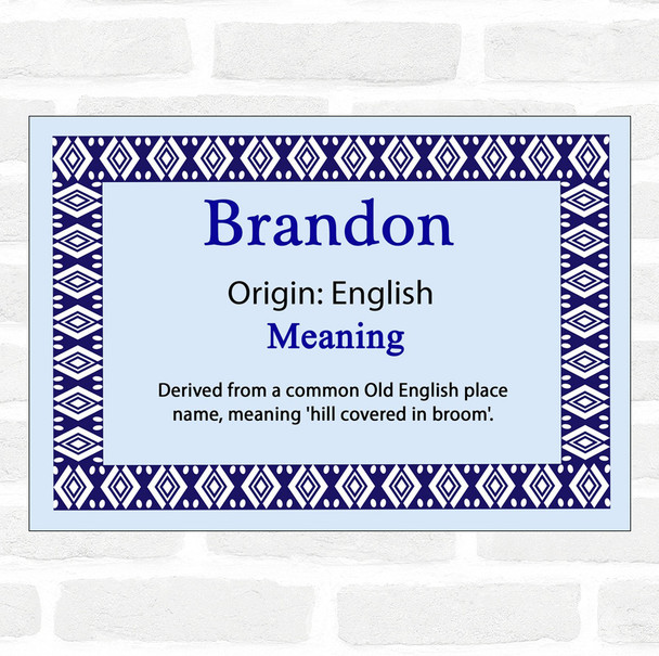 Brandon Name Meaning Blue Certificate