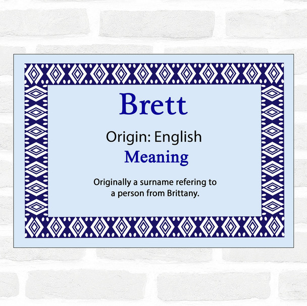 Brett Name Meaning Blue Certificate