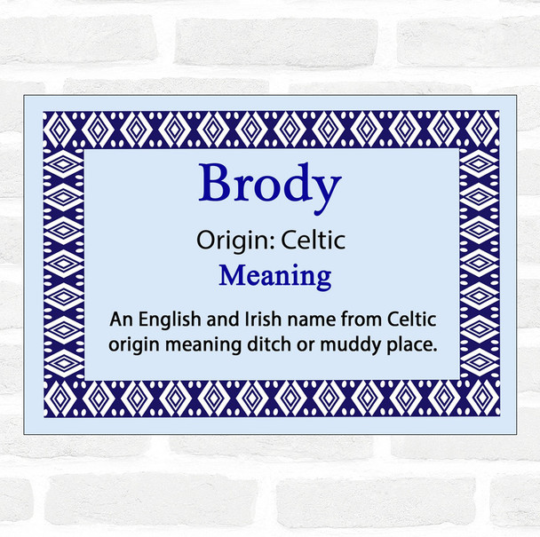 Brody Name Meaning Blue Certificate