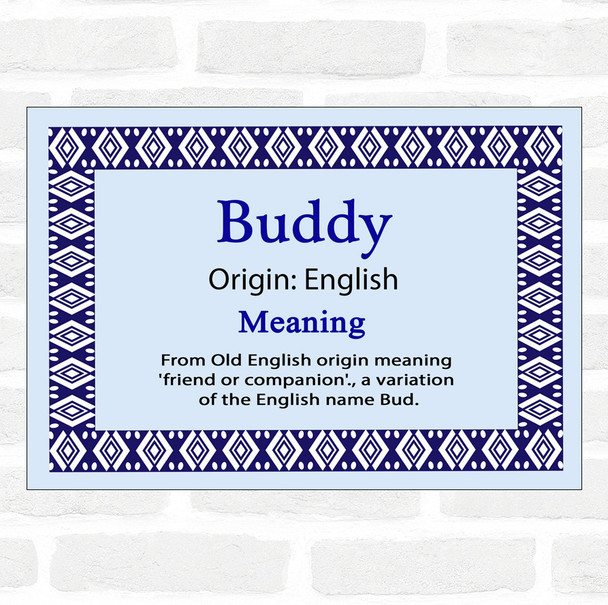 Buddy Name Meaning Blue Certificate