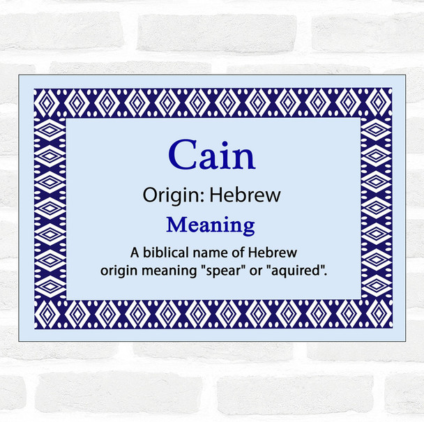 Cain Name Meaning Blue Certificate
