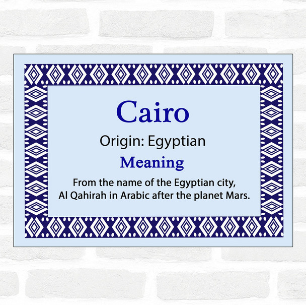 Cairo Name Meaning Blue Certificate