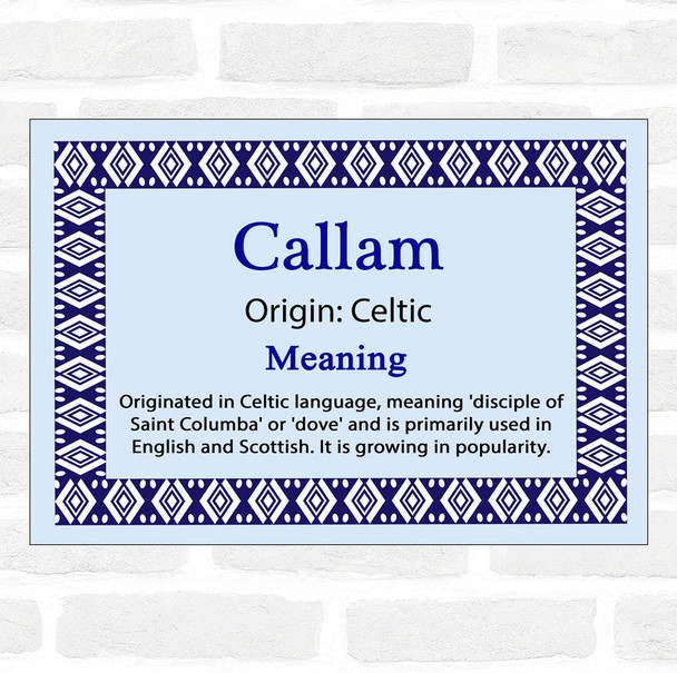 Callam Name Meaning Blue Certificate