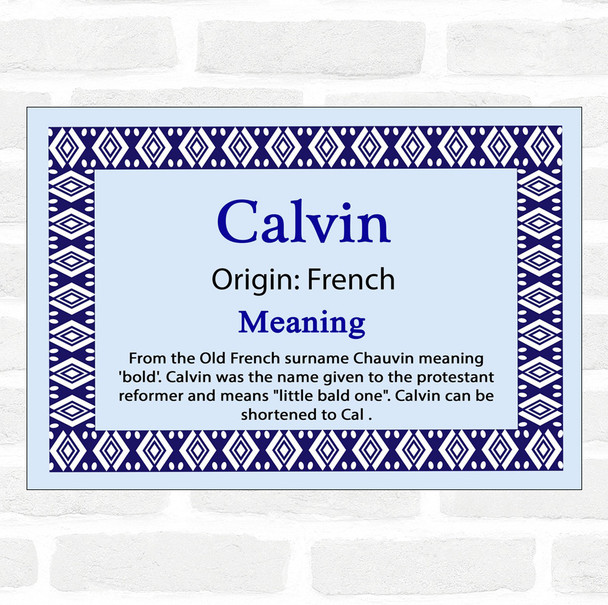 Calvin Name Meaning Blue Certificate