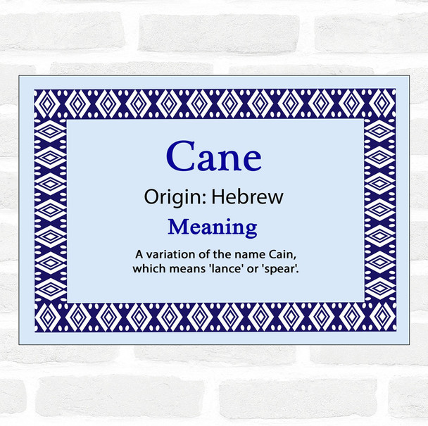 Cane Name Meaning Blue Certificate