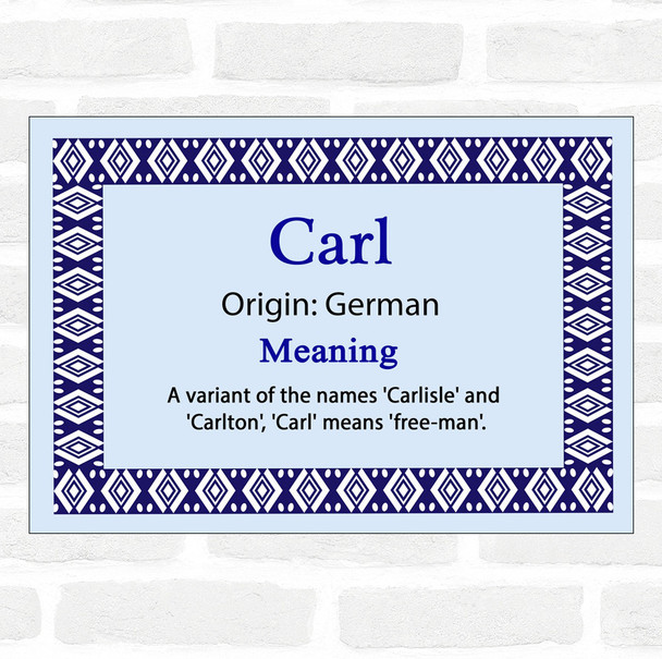 Carl Name Meaning Blue Certificate