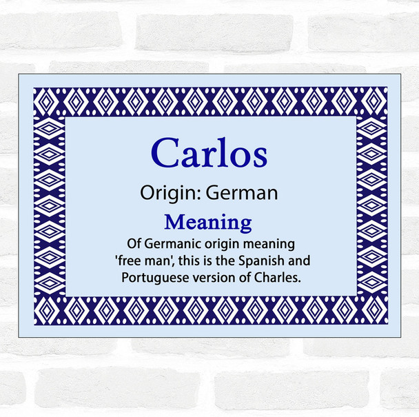Carlos Name Meaning Blue Certificate