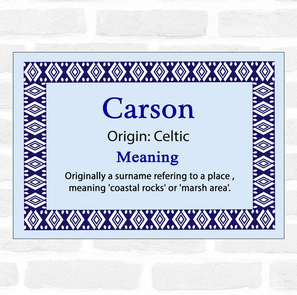 Carson Name Meaning Blue Certificate