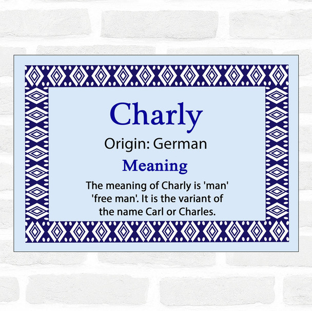 Charly Name Meaning Blue Certificate