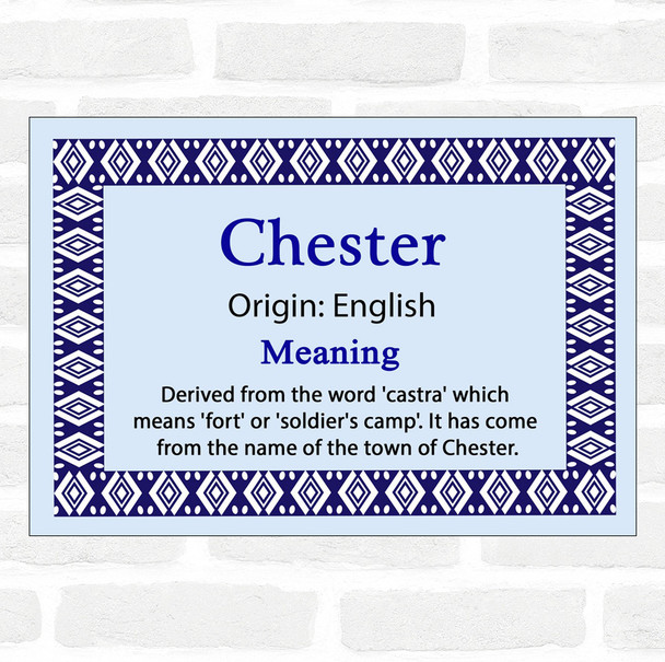 Chester Name Meaning Blue Certificate