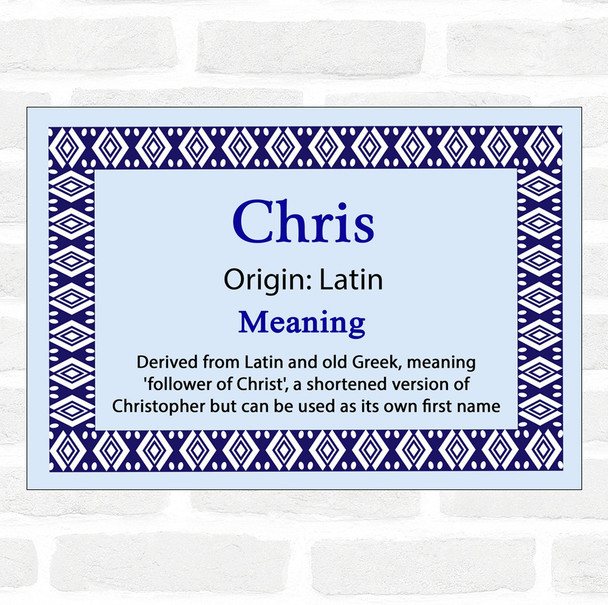 Chris Name Meaning Blue Certificate