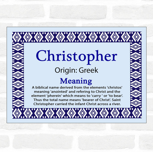 Christopher Name Meaning Blue Certificate