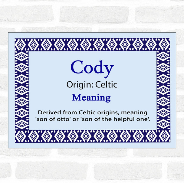 Cody Name Meaning Blue Certificate