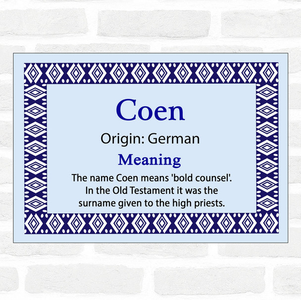 Coen Name Meaning Blue Certificate