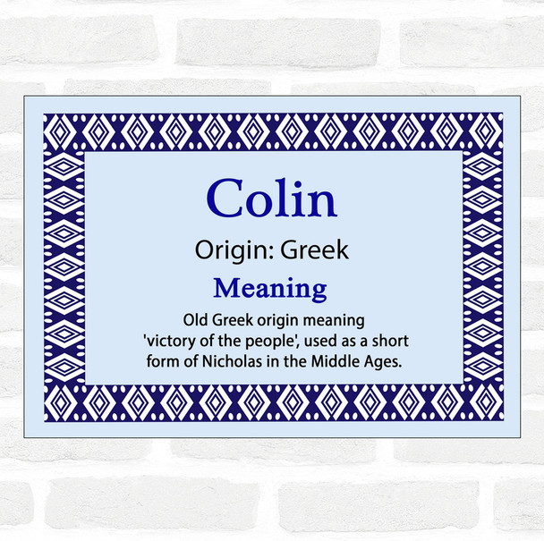 Colin Name Meaning Blue Certificate