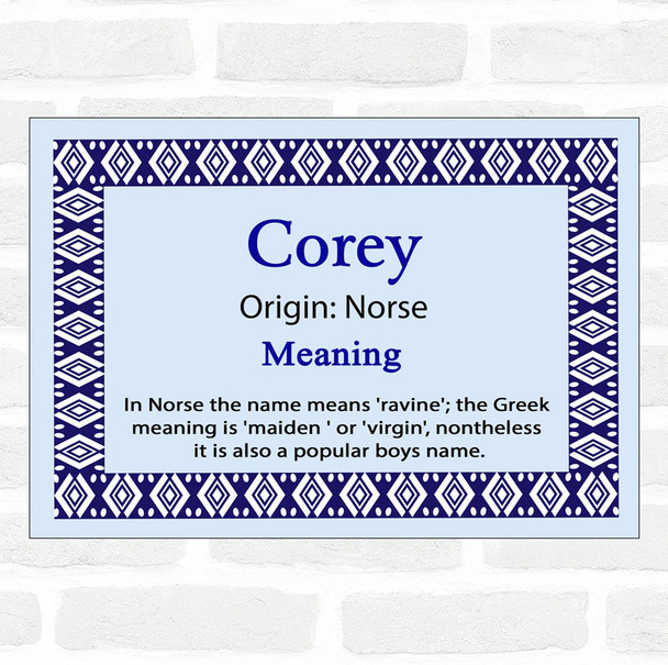 Corey Name Meaning Blue Certificate