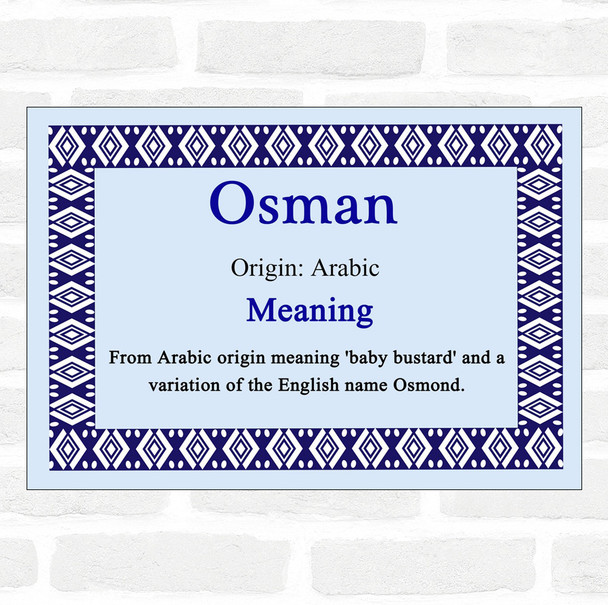 Osman Name Meaning Blue Certificate