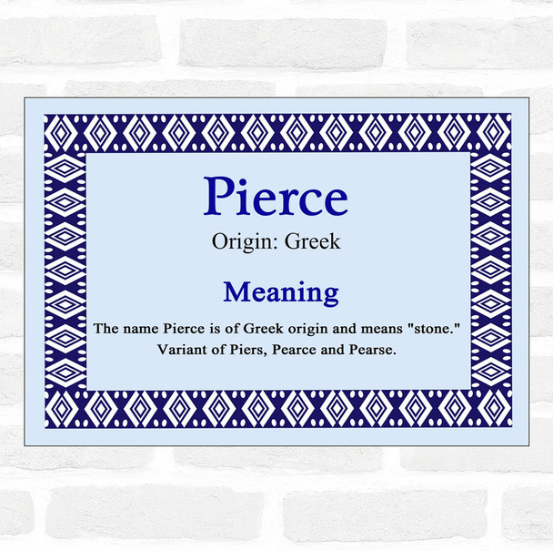 Pierce Name Meaning Blue Certificate