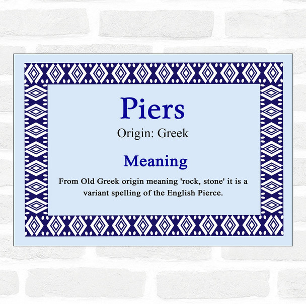 Piers Name Meaning Blue Certificate