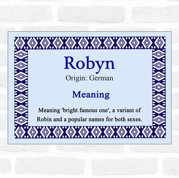 Robyn Name Meaning Blue Certificate