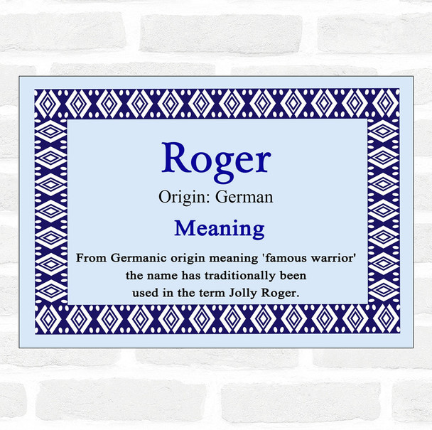 Roger Name Meaning Blue Certificate