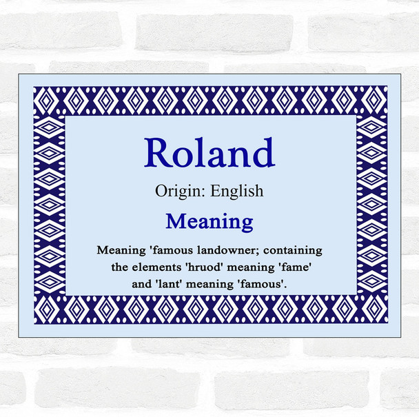 Roland Name Meaning Blue Certificate