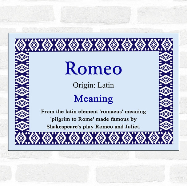 Romeo Name Meaning Blue Certificate