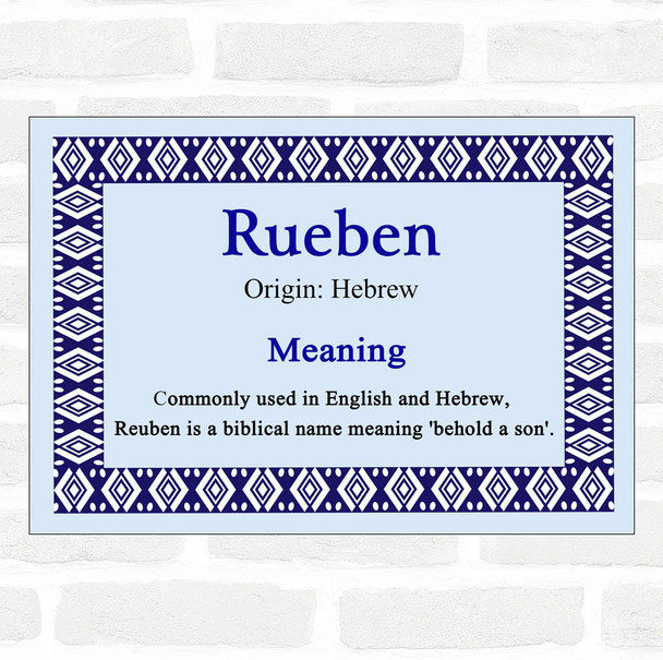 Rueben Name Meaning Blue Certificate