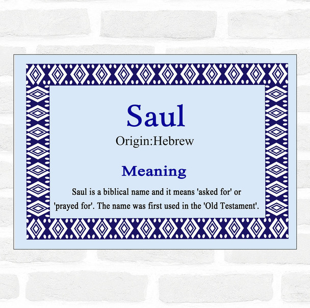 Saul Name Meaning Blue Certificate