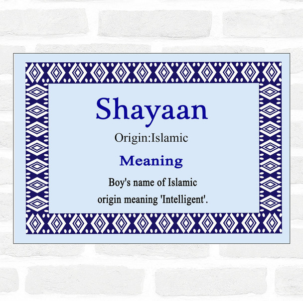 Shayaan Name Meaning Blue Certificate