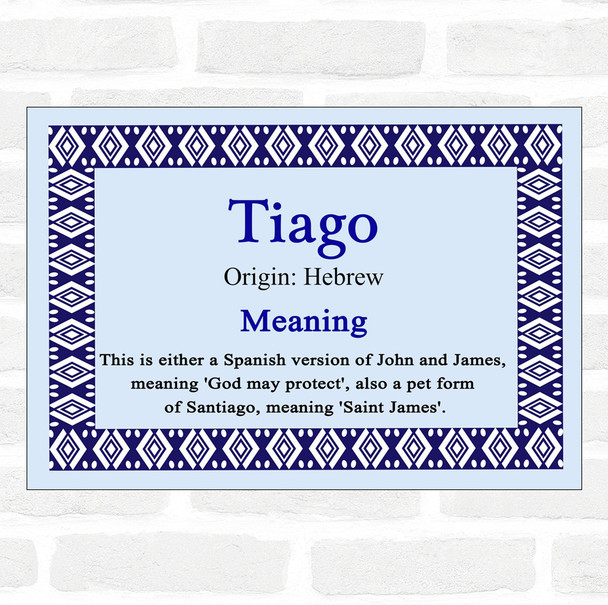 Tiago Name Meaning Blue Certificate
