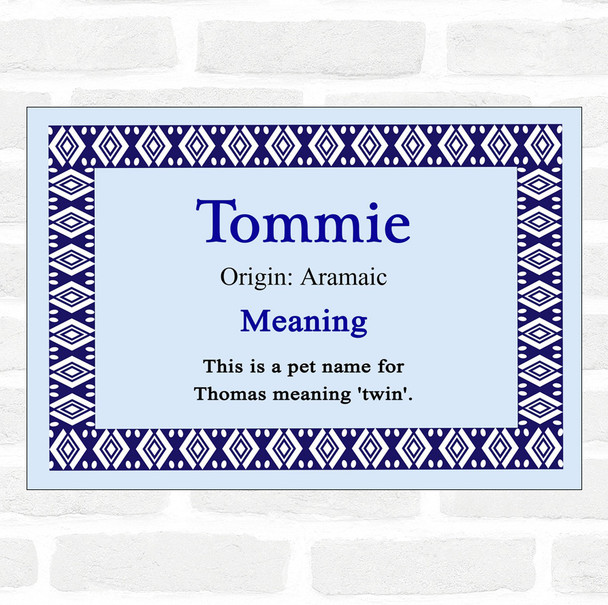 Tommie Name Meaning Blue Certificate