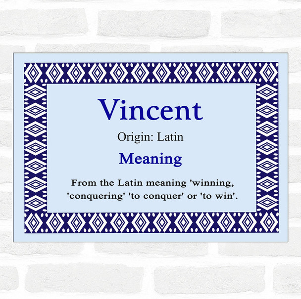 Vincent Name Meaning Blue Certificate