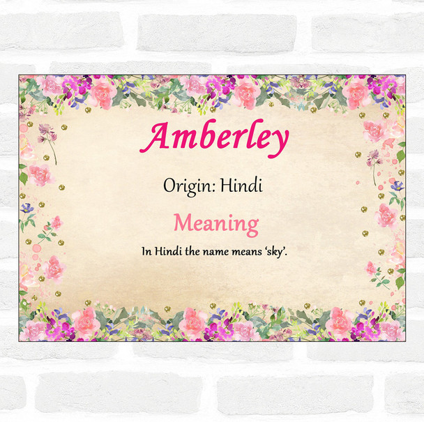 Amberley Name Meaning Floral Certificate