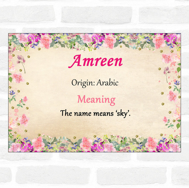 Amreen Name Meaning Floral Certificate