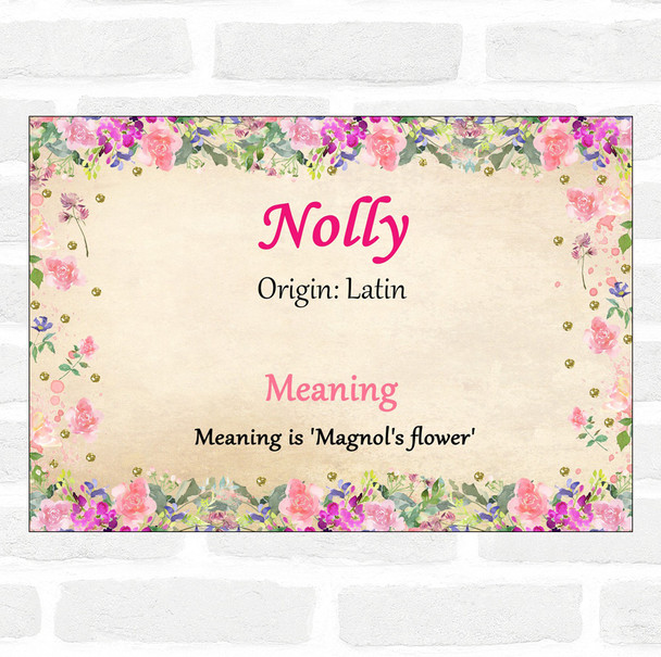 Nolly Name Meaning Floral Certificate