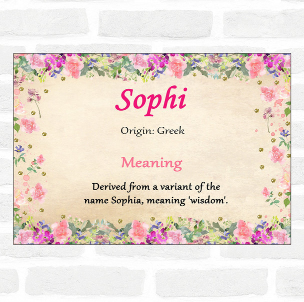 Sophi Name Meaning Floral Certificate
