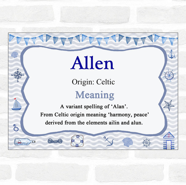 Allen Name Meaning Nautical Certificate